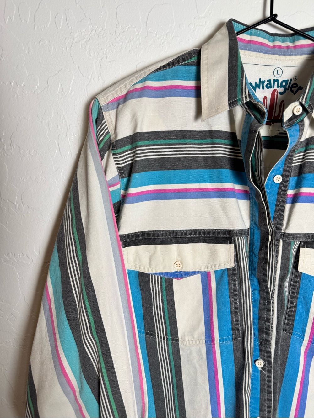 Vintage 90s Wrangler Painted Desert Striped Western Button Up Shirt - Picture 2 of 13